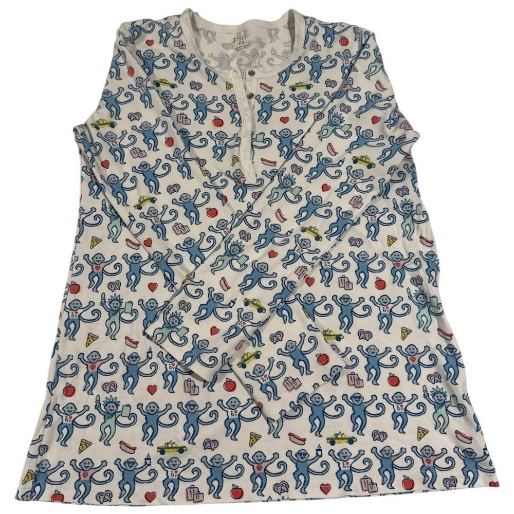 Roller Rabbit pajama top featuring a playful "I Love NY" monkey print Women's XS